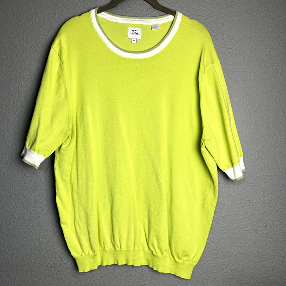 Max 'N Chester Sweater Knits Womens XXL Neon Yellow White Ringer Academia Retro - Picture 2 of 11